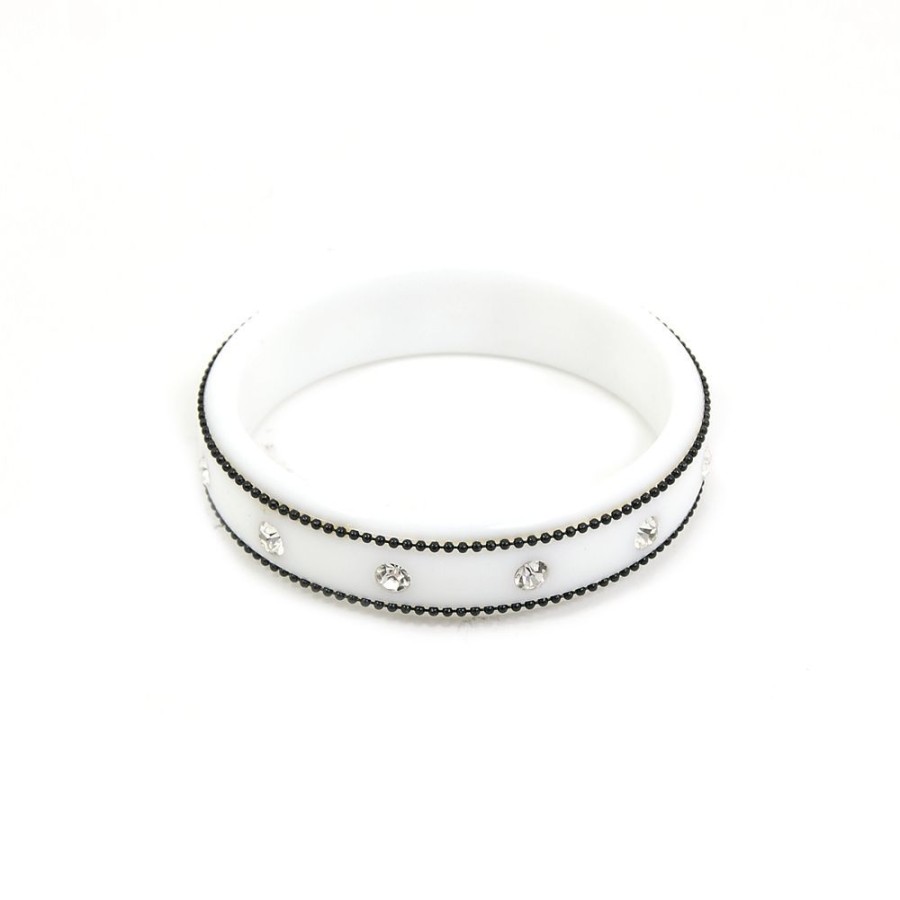 Pulseira Bijoulux | Pulseira Bracelete Branco Com Strass