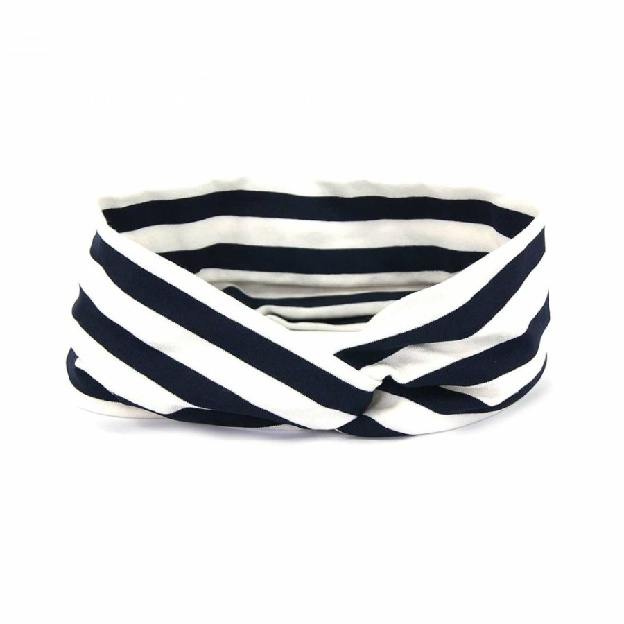 Para Cabelos Bijoulux | Headband Turbante Listrada Azul E Branca