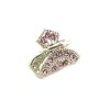 Para Cabelos Bijoulux | Piranha Prateada Metal Com Strass Rosa