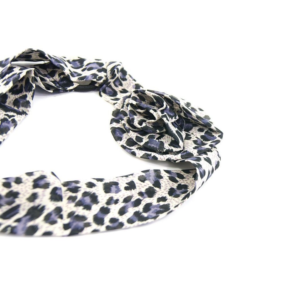 Para Cabelos Bijoulux | Headband Turbante Animal Print Lilas Com Flor