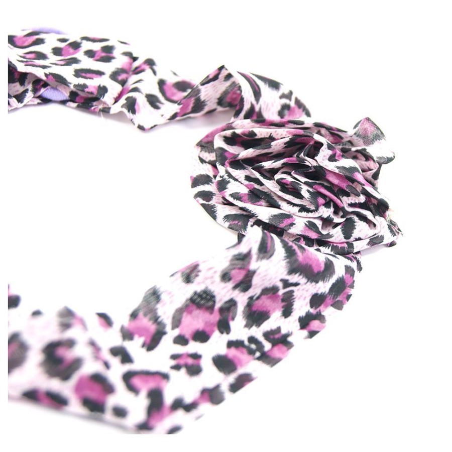 Para Cabelos Bijoulux | Headband Turbante Animal Print Rosa Com Flor