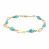 Pulseira Bijoulux | Pulseira Dourada Folheado Com Pedra Azul