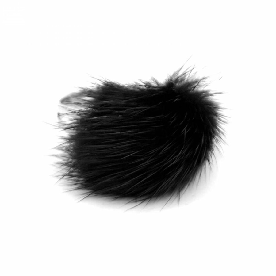 Anel Bijoulux | Anel Regulavel Com Pompom Preto