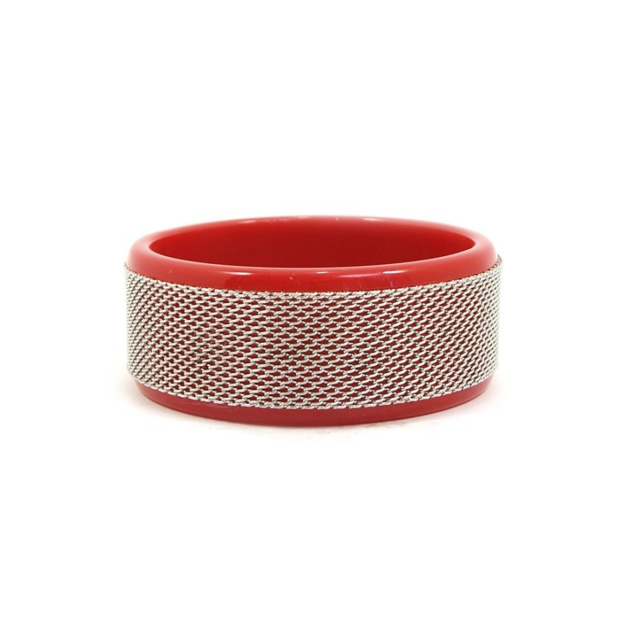 Pulseira Bijoulux | Pulseira Bracelete Vermelho E Prateado