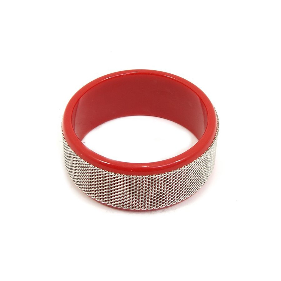 Pulseira Bijoulux | Pulseira Bracelete Vermelho E Prateado