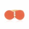 Anel Bijoulux | Anel Regulavel Falange Dourado Com Laco Coral E Strass