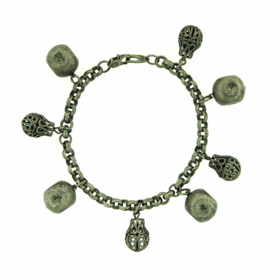 Pulseira Bijoulux | Pulseira Grafite Com Pingentes