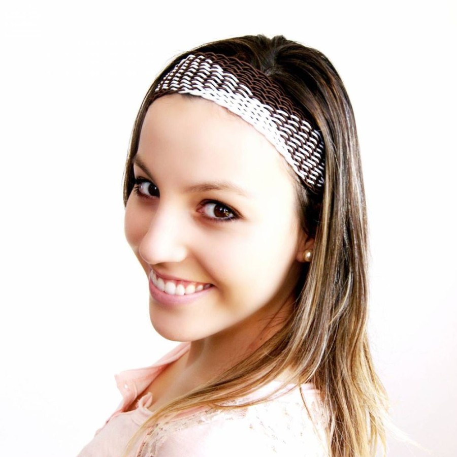 Acessorio Para Cabelo Bijoulux | Headband Largo Marrom E Branco