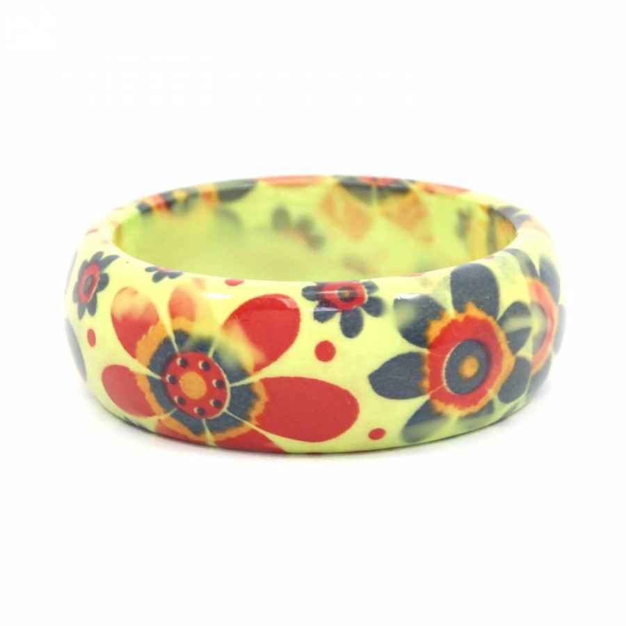 Super Promo Bijoulux | Pulseira Bracelete Verde Com Flores