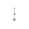 Piercing Bijoulux | Piercing De Umbigo Prateado Com Estrela Em Strass Rosa