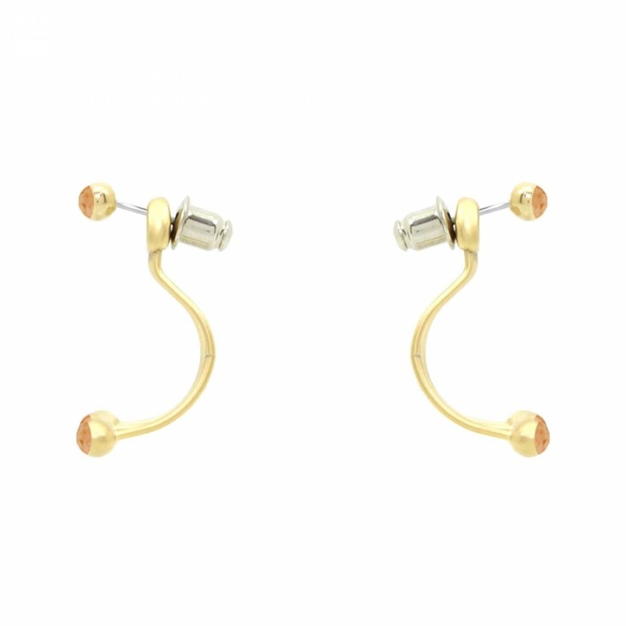 Brinco Bijoulux | Brinco Ear Jacket Dourado Com Strass Ambar