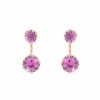 Brinco Bijoulux | Brinco Ear Jacket Folheado A Ouro 18K Com Cristal Rosa