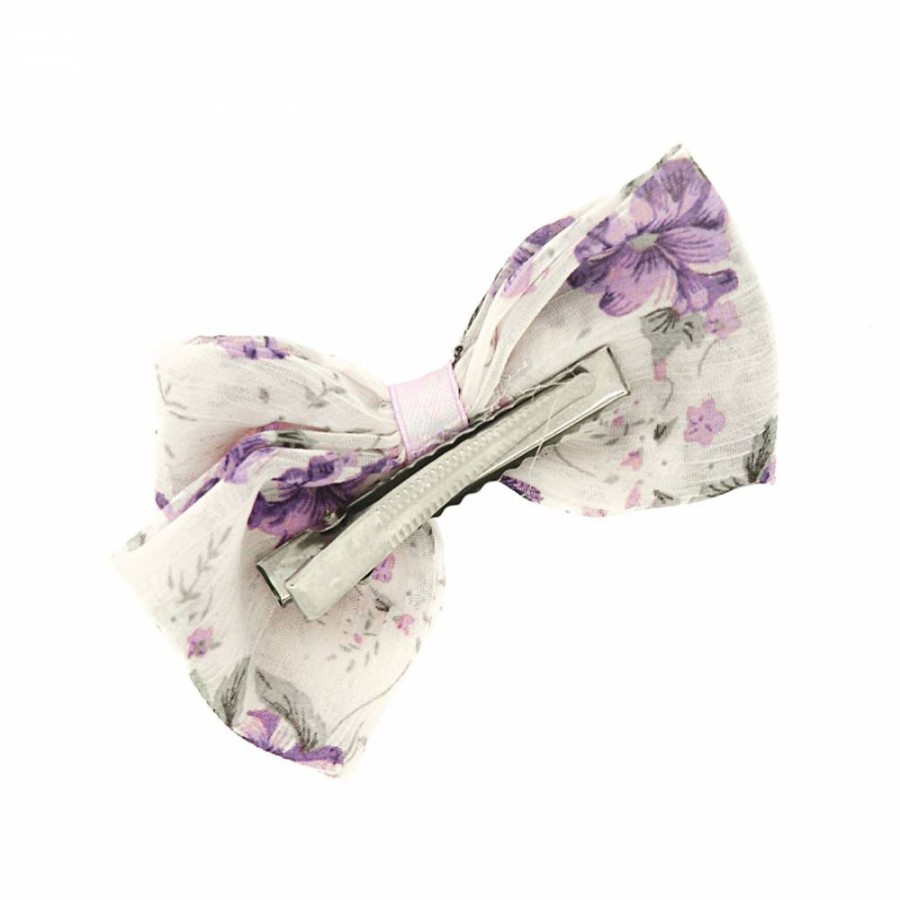 Acessorio Para Cabelo Bijoulux | Mini Bico De Pato Laco Floreado Lilas