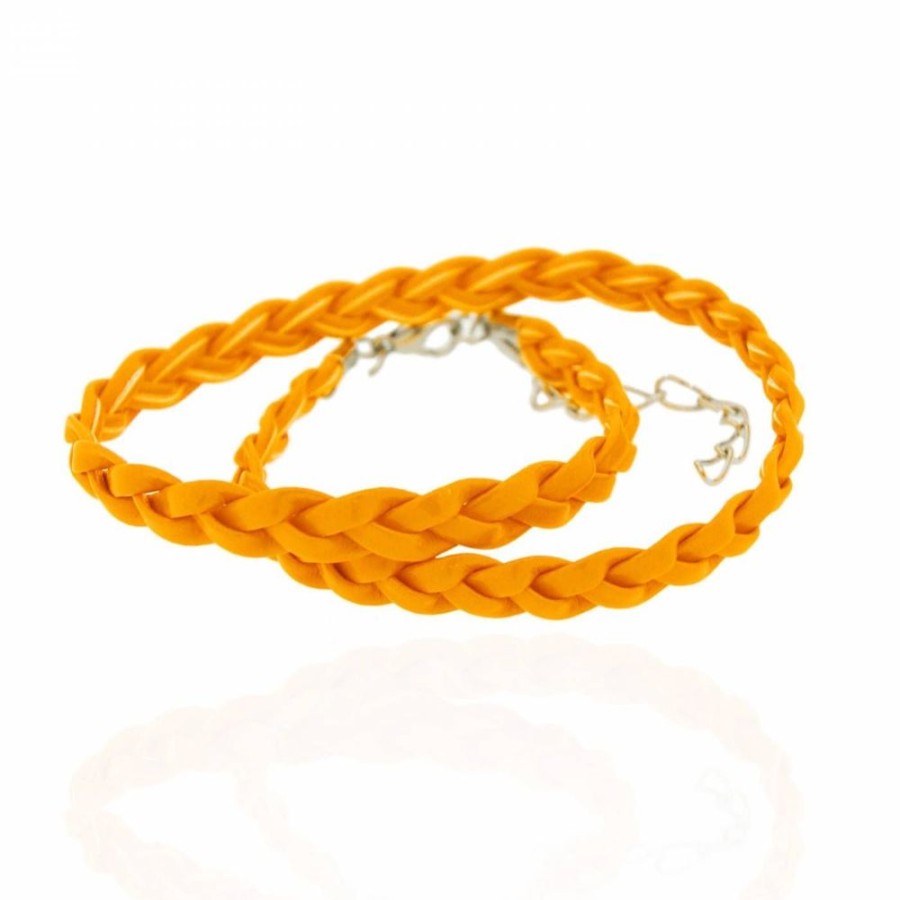 Super Promo Bijoulux | Pulseira Trancadinha Laranja Neon