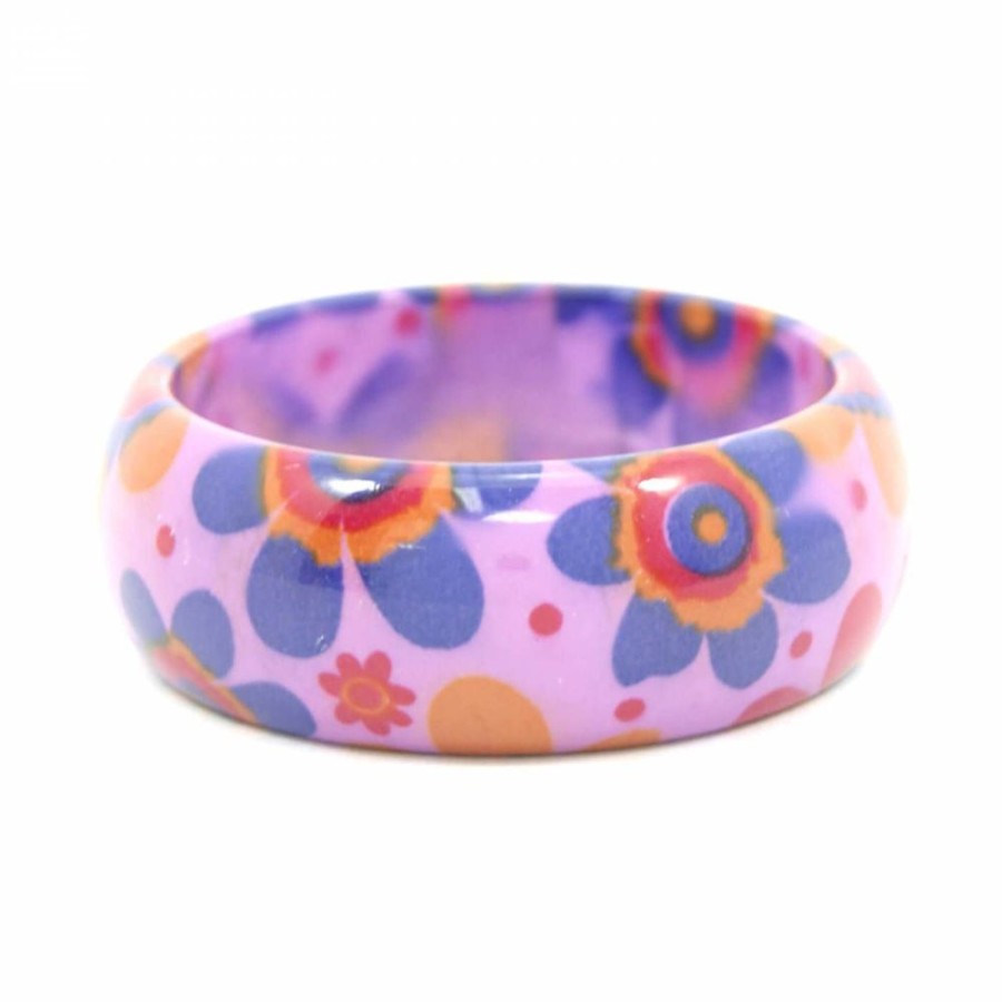 Pulseira Bijoulux | Pulseira Bracelete Roxo Com Flores