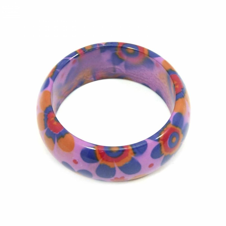 Pulseira Bijoulux | Pulseira Bracelete Roxo Com Flores