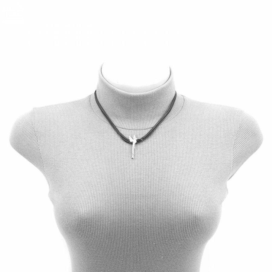 Colar Bijoulux | Colar Choker De Cordao Preto Com Beija - Flor