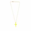 Super Promo Bijoulux | Colar Dourado Com Cruz Amarelo Neon