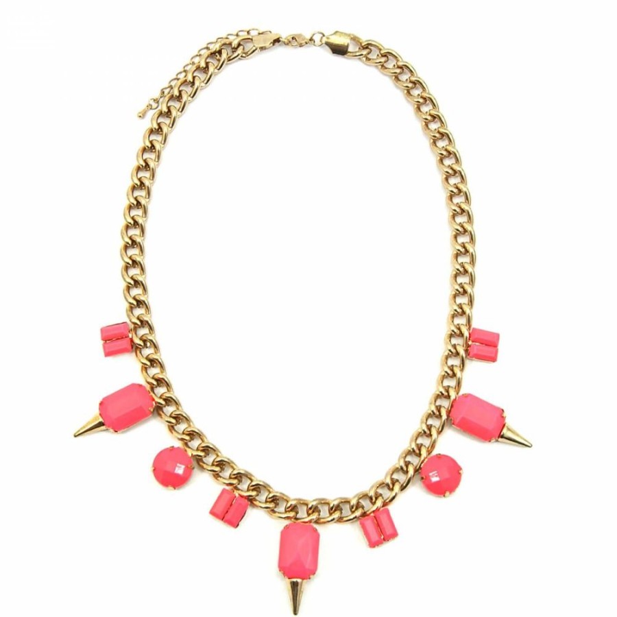 Colar Bijoulux | Maxi Colar Rock Glam Rosa Neon