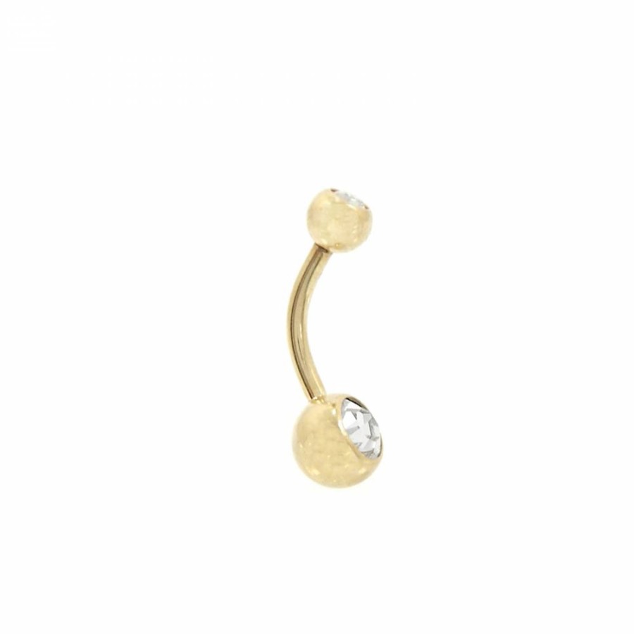 Piercing Bijoulux | Piercing De Umbigo Dourado Folheado Com Pedra