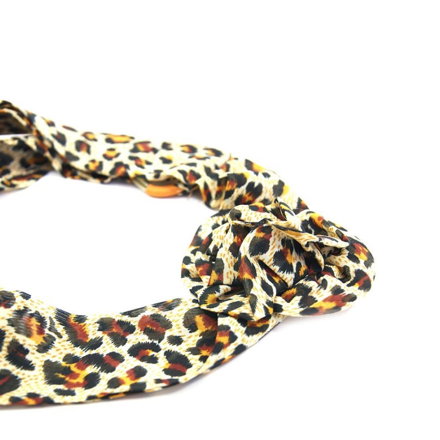 Para Cabelos Bijoulux | Headband Turbante Animal Print Amarelo Com Flor