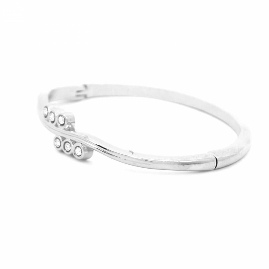 Pulseira Bijoulux | Pulseira Bracelete Prateada Com Strass