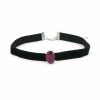 Colar Bijoulux | Choker De Veludo Com Pedra Rosa Pink