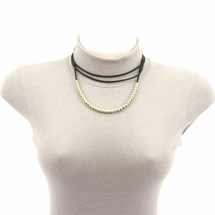 Colar Bijoulux | Colar Choker Com Bolinhas Douradas