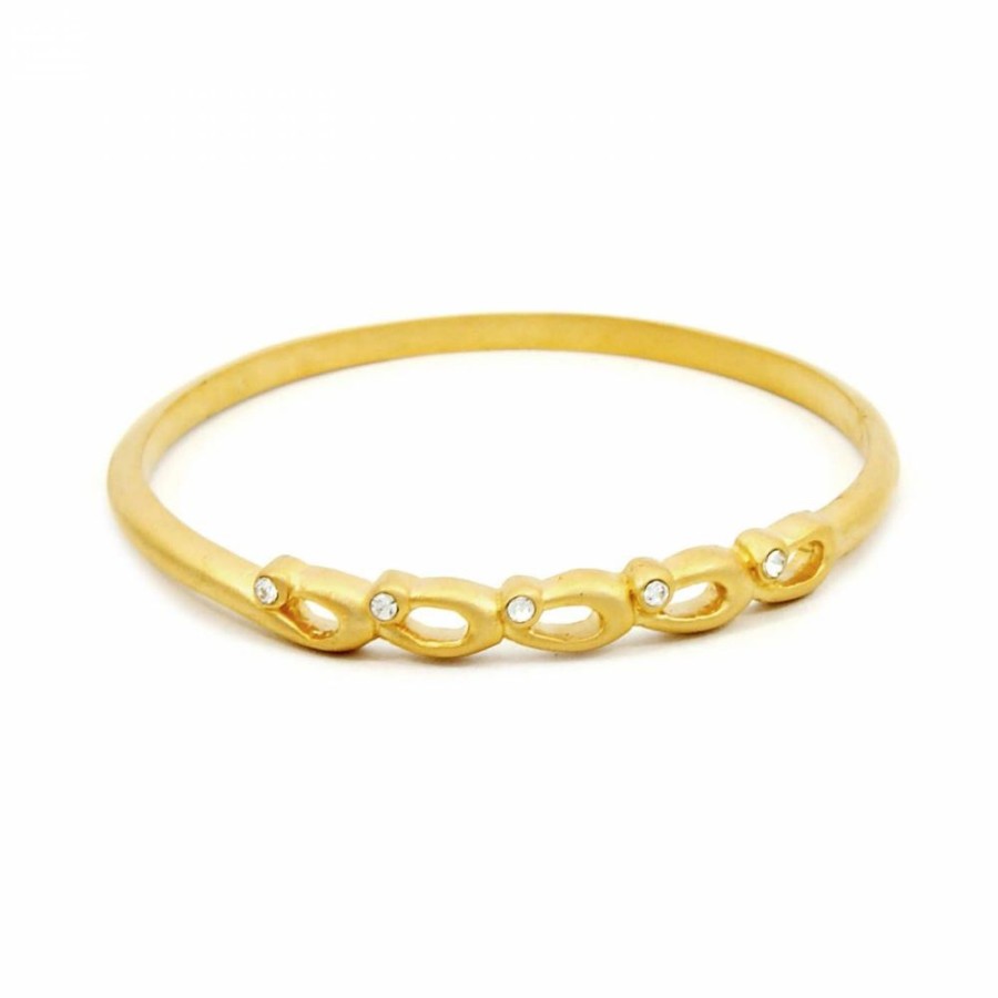 Pulseira Bijoulux | Pulseira Bracelete Dourada Com Strass