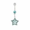 Piercing Bijoulux | Piercing De Umbigo Prateado De Estrela Com Strass Azul