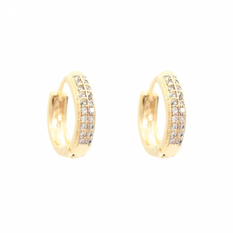 Brinco Bijoulux | Brinco Argola Dupla Dorothy Folheada A Ouro 18K