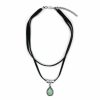 Colar Bijoulux | Choker Duplo De Veludo Com Pingente De Pedra Verde