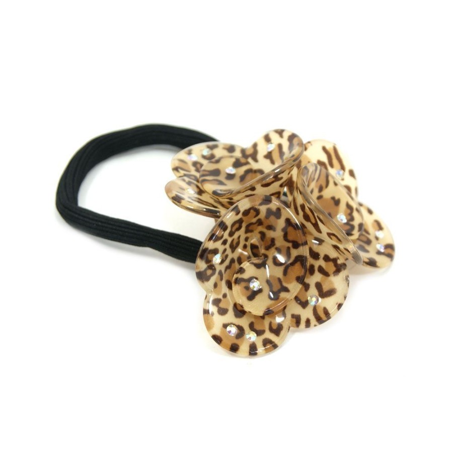 Para Cabelos Bijoulux | Rabico Acrilico De Flores Animal Print Bege