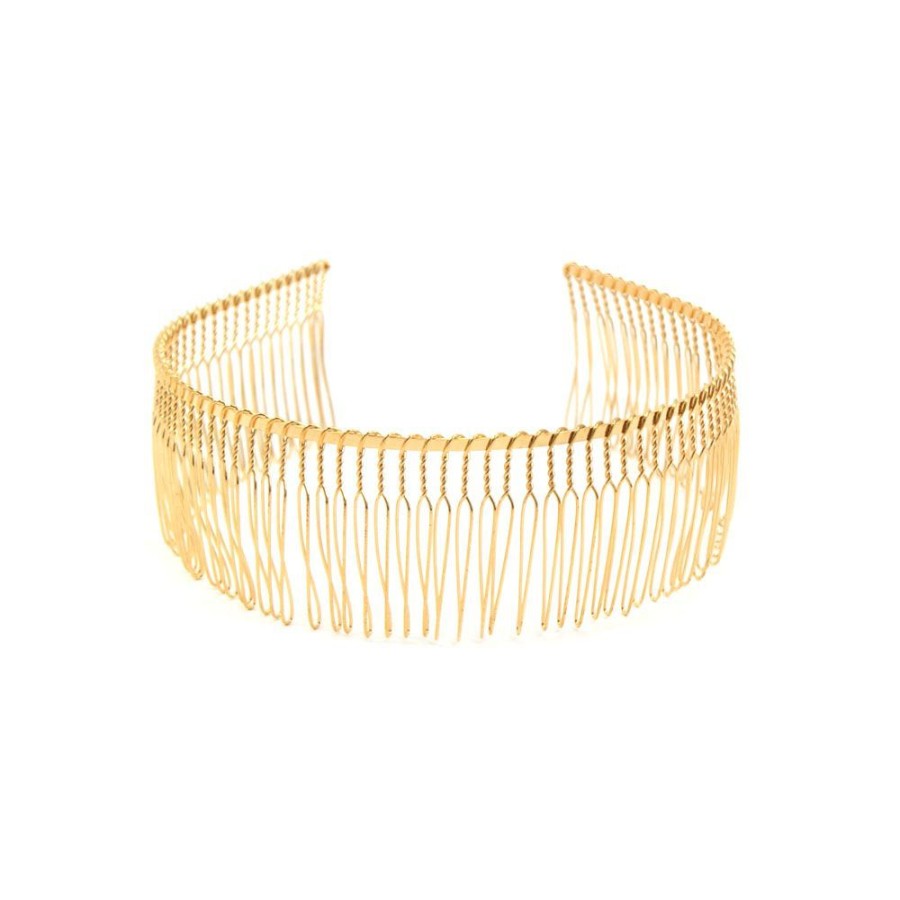 Para Cabelos Bijoulux | Tiara Pente Em Metal Dourado