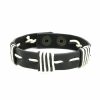 Pulseira Bijoulux | Pulseira Couro Preto Cordao Preto E Branco