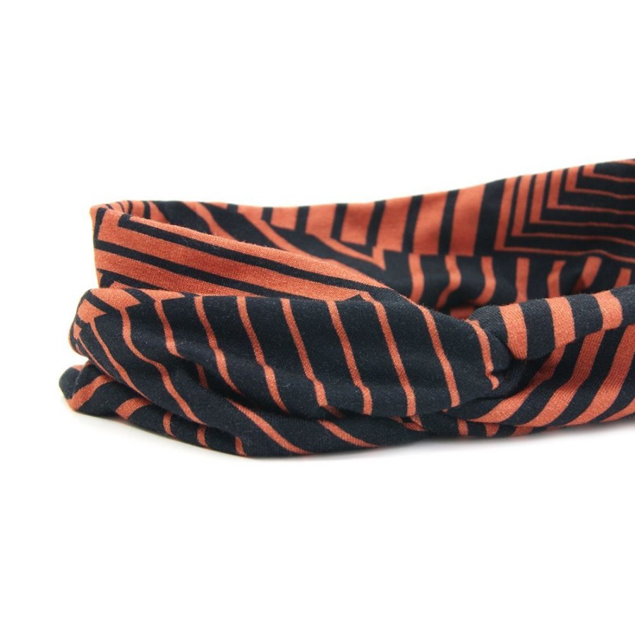 Para Cabelos Bijoulux | Headband Turbante Preto E Laranja Listrado