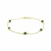 Pulseira Bijoulux | Pulseira Dourada Folheada Com Pedra Verde