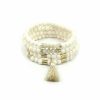 Pulseira Bijoulux | Kit Pulseiras De Bolinhas E Tassel Off White