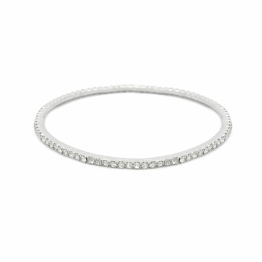 Pulseira Bijoulux | Pulseira Aro Prateada Com Strass