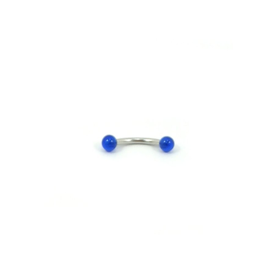 Piercing Bijoulux | Piercing De Sobrancelha Prateado Com Bolinha Azul