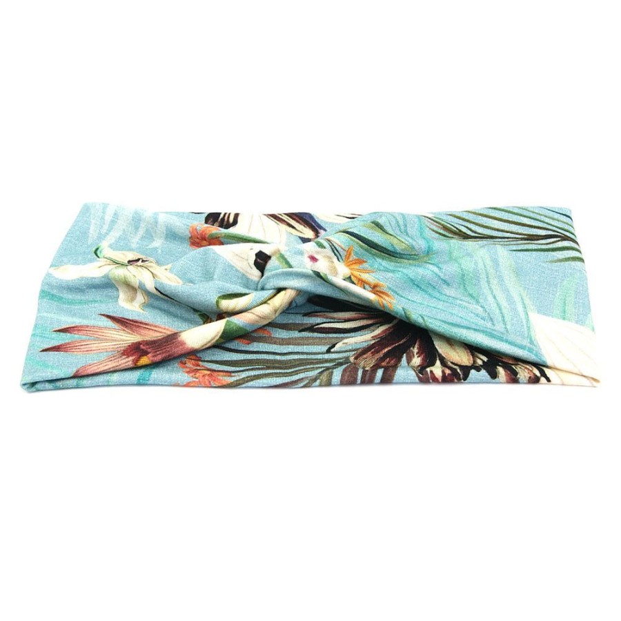 Para Cabelos Bijoulux | Headband Turbante Azul E Folhas