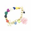 Pulseira Bijoulux | Pulseira Elastica Bolas Coloridas Com Flor