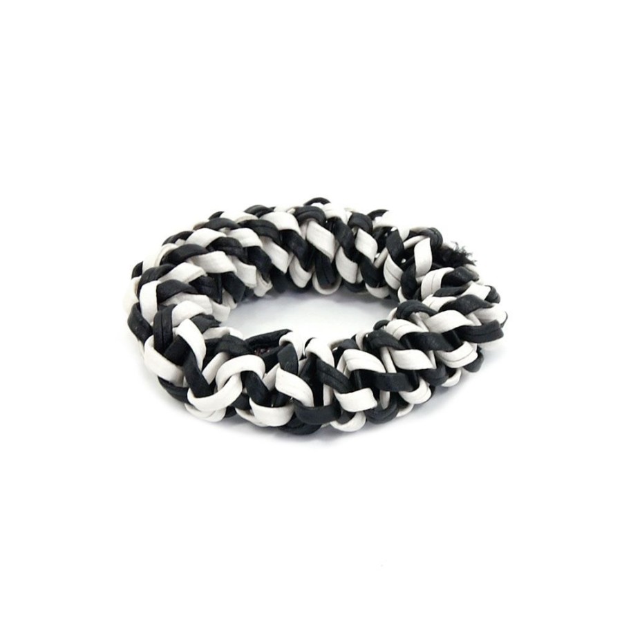 Acessorio Para Cabelo Bijoulux | Scrunchie Branco E Preto Entrelacado