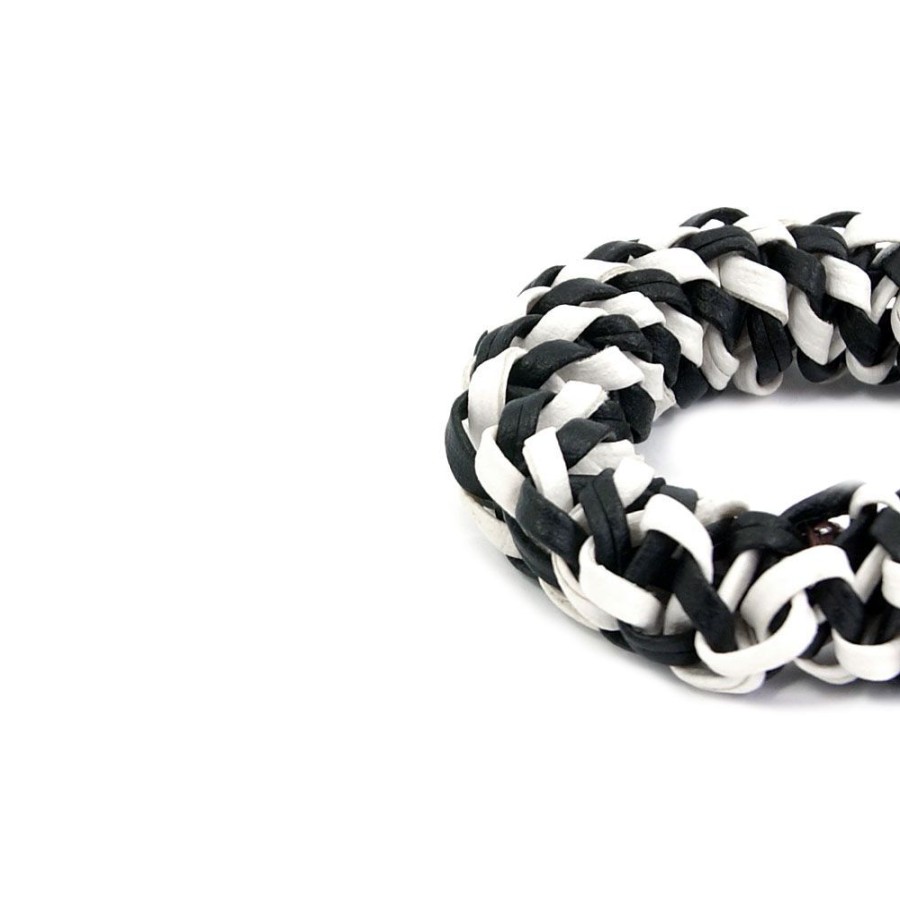 Acessorio Para Cabelo Bijoulux | Scrunchie Branco E Preto Entrelacado