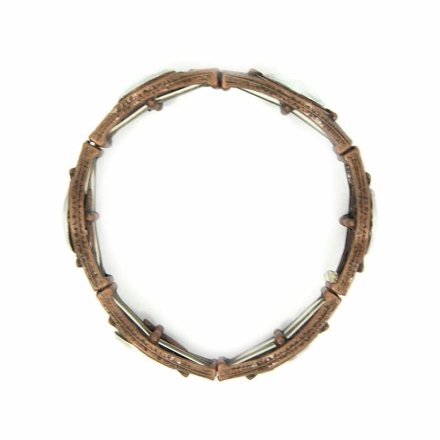 Pulseira Bijoulux | Pulseira Cobre Com Pedras Branca Geometricas