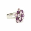 Anel Bijoulux | Anel Regulavel Prateado Com Flor De Strass Lilas