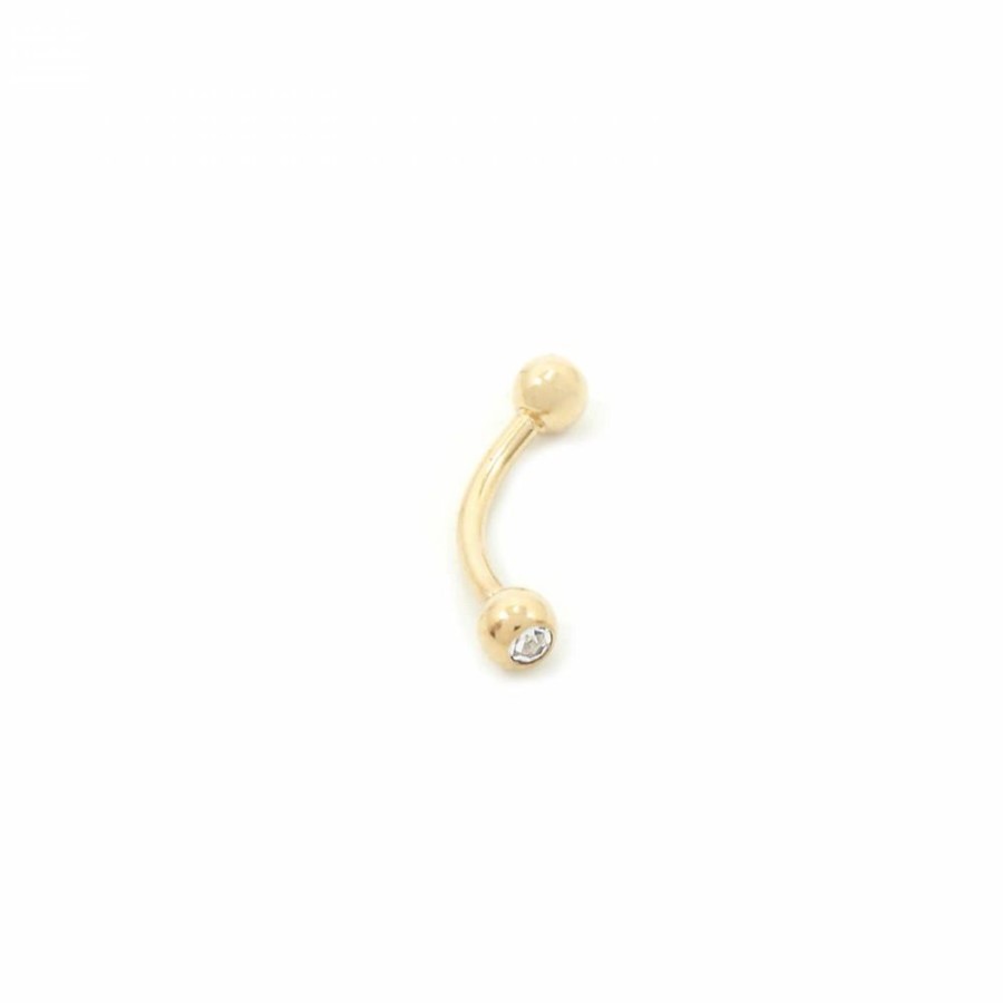 Piercing Bijoulux | Piercing De Sobrancelha Dourado Folheado Com Zirconia