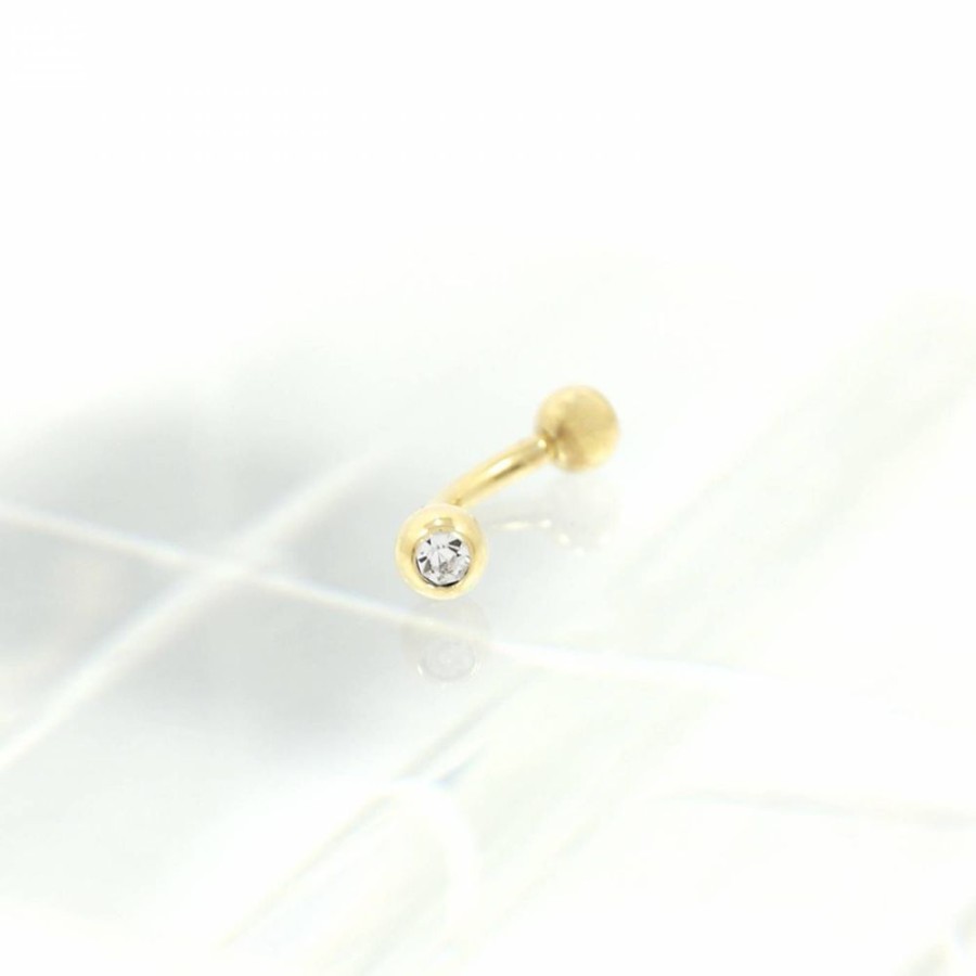 Piercing Bijoulux | Piercing De Sobrancelha Dourado Folheado Com Zirconia