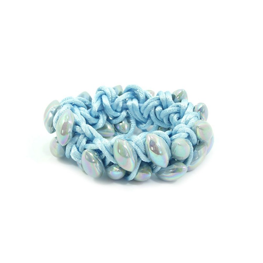 Acessorio Para Cabelo Bijoulux | Scrunchie Azul Entrelacado Com Navetes