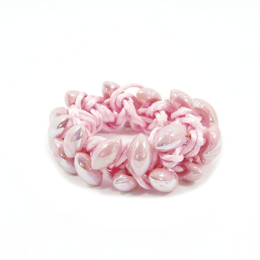 Acessorio Para Cabelo Bijoulux | Scrunchie Rosa Entrelacado Com Navetes